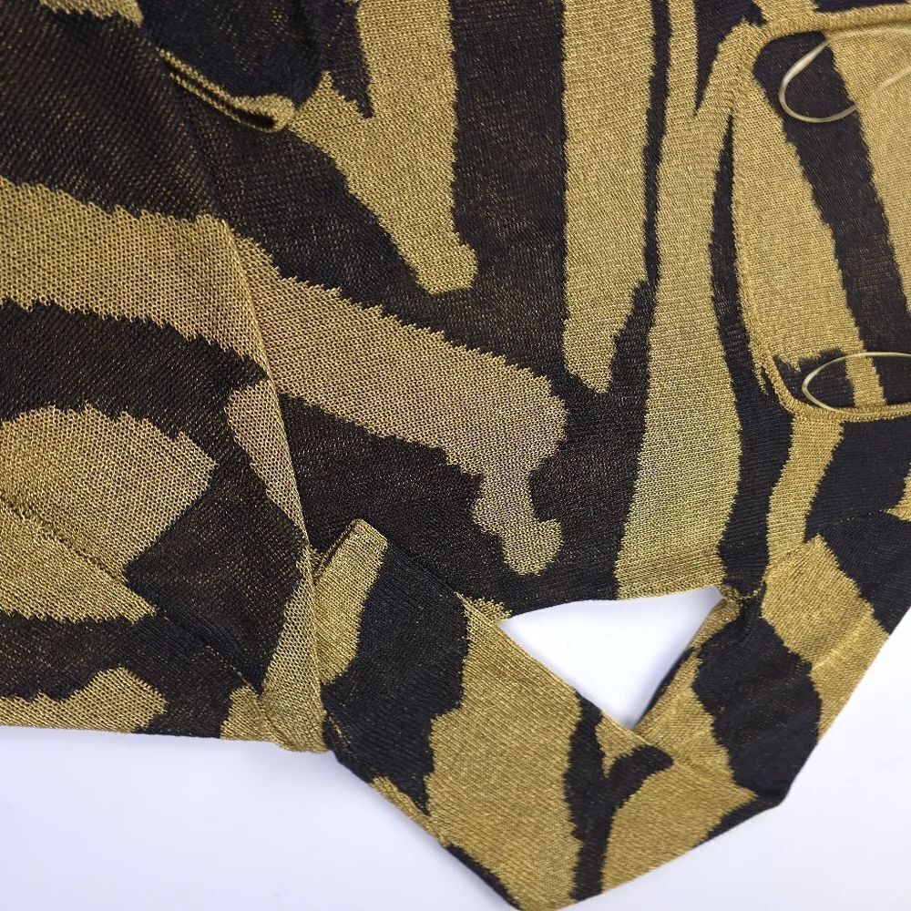 New Fashion Nova Gold and Black Metallic Zebra Patterned Dress Sz L - Picture 4 of 11